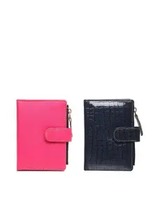 TnW Women Pack of 2 Textured Leather Two Fold Wallet