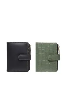 TnW Women Pack Of 2 Textured Leather Two Fold Wallet