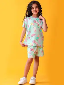 Anthrilo Girls Printed T-shirt With Shorts