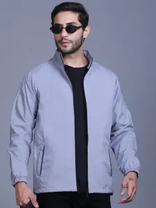 TFA THE FASHION ADDICTION Men Long Sleeves Mock Collared Toggled Hem Zipper Windcheater