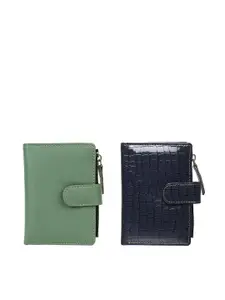 TnW Women Set Of 2 Textured Leather Two Fold Wallet