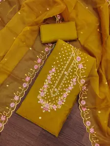 KIMISHA Floral Embroidered Thread Work Unstitched Dress Material