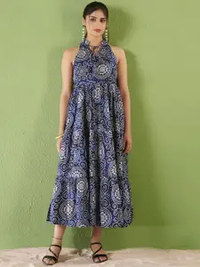 Anouk Floral Printed Tiered Fit & Flared Maxi Ethnic Dress