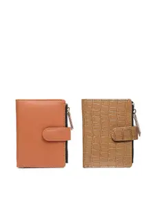 TnW Women Set Of 2 Textured Leather Two Fold Wallet