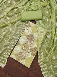 KIMISHA Geometric Printed Beads And Stones Unstitched Dress Material