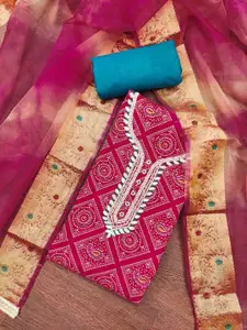 KIMISHA Bandhani Printed Beads And Stones Unstitched Dress Material