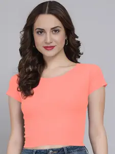 Dream Beauty Fashion Women Solid Short Sleeves Crop Top