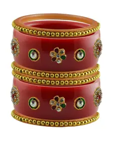 Vidhya Kangan Set of 6 Artificial Stones & Beads Studded Bangle