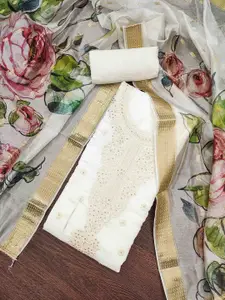 KIMISHA Floral Embroidered Thread Work Unstitched Dress Material