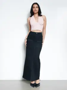 FREAKINS Jet Black Cargo Maxi Skirt