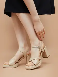 Ginger by Lifestyle Women Open Toe Block Heel Sandals with Buckle