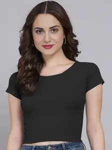 Dream Beauty Fashion Ribbed Round Neck Fitted Crop Top