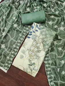 KIMISHA Floral Printed Beads And Stones Unstitched Dress Material