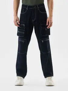 Snitch Men Black Mid-Rise Baggy Cargo Pants