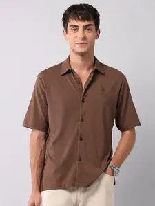 U.S. Polo Assn. Denim Co. Relaxed Fit Textured Short Sleeves Pure Cotton Shirt