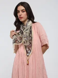 Label Ritu Kumar Women Printed Scarf with Tasselled