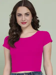 Dream Beauty Fashion Women Round Neck Fitted Crop Top