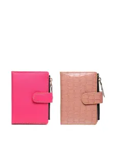 TnW Women Set Of 2 Textured Leather Two Fold Wallet
