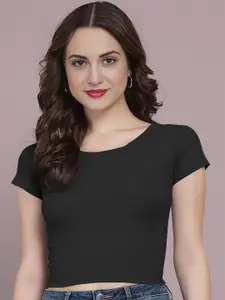 Dream Beauty Fashion Women Round Neck Fitted Crop Top