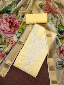 KIMISHA Floral Embroidered Thread Work Unstitched Dress Material