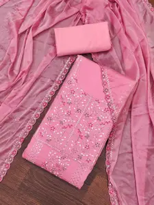 KIMISHA Floral Embroidered Sequinned Unstitched Dress Material