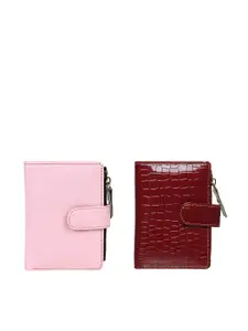 TnW Women Pack of 2 Textured Leather Two Fold Wallet