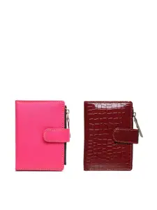TnW Women Set Of 2 Textured Leather Two Fold Wallet
