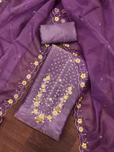 KIMISHA Floral Embroidered Thread Work Unstitched Dress Material