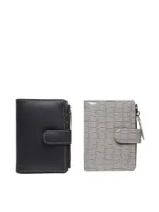 TnW Women Set Of 2 Textured Leather Two Fold Wallet