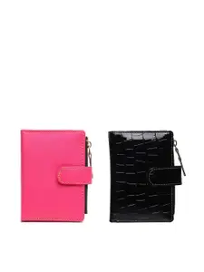 TnW Women Pack Of 2 Textured Two Fold Wallet