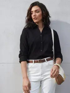 DressBerry Women Classic Fit Solid Spread Collar Casual Shirt