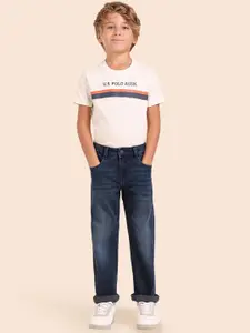 U.S. Polo Assn. Kids Boys Relaxed Fit Mid-Rise Heavy Fade Stretchable Jeans