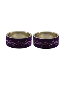 Vidhya Kangan Pack of 2 Brass Crystals Bangle Set