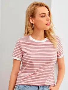 Dream Beauty Fashion Women Striped Round Neck Top