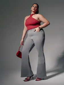 FREAKINS Women Curve Soft Grey Bootcut Jeans