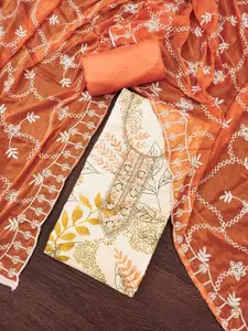 KIMISHA Floral Printed Beads And Stones Unstitched Dress Material