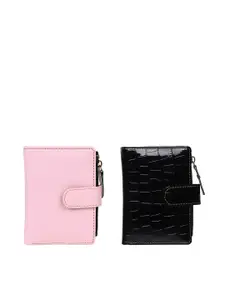 TnW Women Pack of 2 Textured Leather Two Fold Wallet