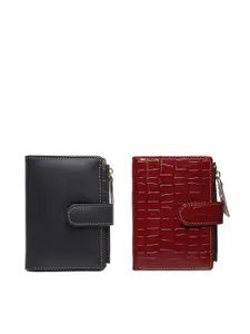 TnW Women Pack of 2 Textured Leather Two Fold Wallet