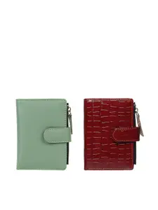 TnW Women Pack Of 2 Textured Leather Two Fold Wallet