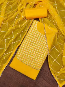 KIMISHA Geometric Embroidered Gotta Patti Unstitched Dress Material