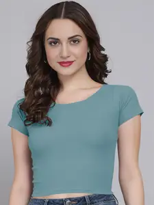 Dream Beauty Fashion Women Round Neck Fitted Crop Top