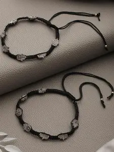 Sangria Set Of 2 Silver-Plated Artificial Stones and Beads Anklet