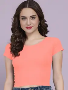 Dream Beauty Fashion Women Round Neck Fitted Crop Top