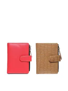 TnW Women Set Of 2 Textured Leather Two Fold Wallet