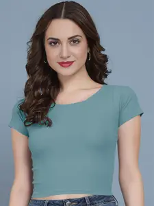 Dream Beauty Fashion Women Round Neck Fitted Crop Top