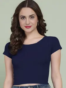 Dream Beauty Fashion Women Tani Short Sleeves Fitted Crop Top