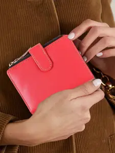 TnW Women Set of 2 Textured Leather Zip Around Wallet