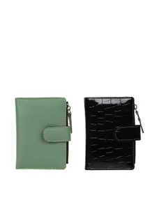 TnW Women Set Of 2 Textured Leather Two Fold Wallet