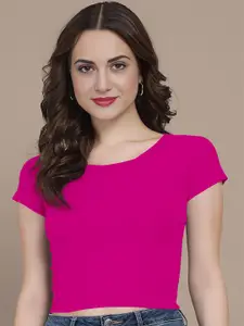 Dream Beauty Fashion Women Solid Short Sleeves Crop Top