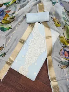 KIMISHA Floral Embroidered Thread Work Unstitched Dress Material